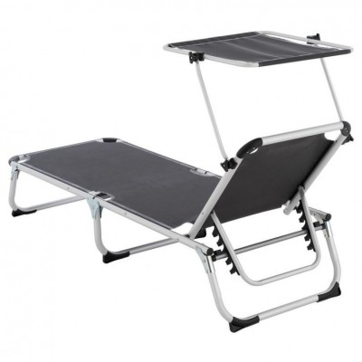 Divero lehátko so sklopnou strieškou, antracit, 187x57x30 cm