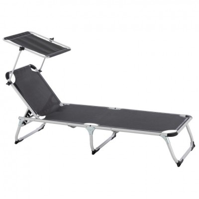 Divero lehátko so sklopnou strieškou, antracit, 187x57x30 cm
