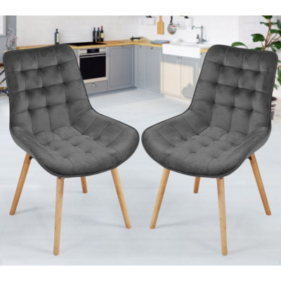 MIADOMODO Sada prešívaných jedál. stoličiek, tm. sivá, 2 ks