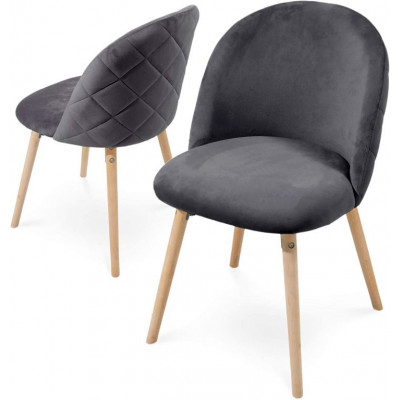 Sada jedálenských zamatových stoličiek, tmavosivé, 2 ks