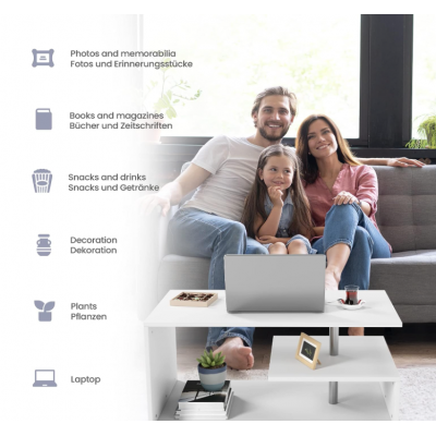Konferenčný stolík, 90 x 50 x 41 cm, bielo/sivý (vzor) Konferenčný stolík, 90 x 50 x 41 cm, bielo/sivý (vzor)
