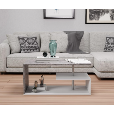 Konferenčný stolík, 90 x 50 x 41 cm, bielo/sivý (vzor) Konferenčný stolík, 90 x 50 x 41 cm, bielo/sivý (vzor)