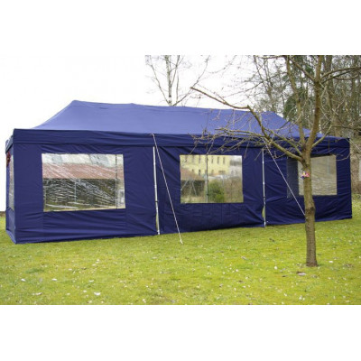 Záhradný skladací stan - modrý, 3 x 9 m