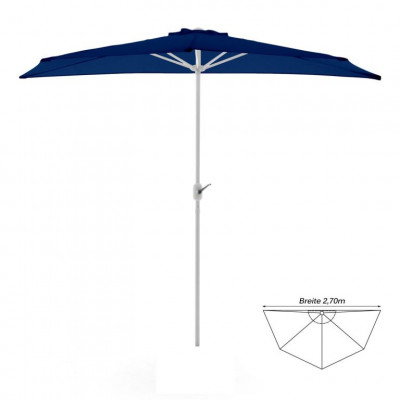 Polkruhový záhradný slnečník - tmavo modrý - 2,7 m