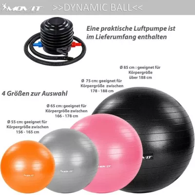 MOVIT Gymnastická lopta s nožnou pumpou, 85 cm, sivá