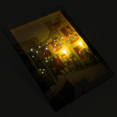 Nástenná maľba reštaurácia v prístave, 32 LED, 30 x 40 cm Nástenná maľba reštaurácia v prístave, 32 LED, 30 x 40 cm