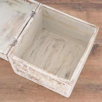 Sada drevených vintage boxov, biele