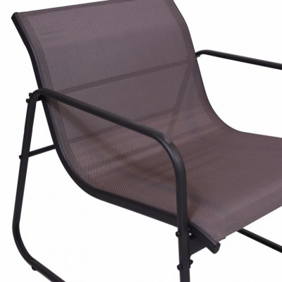 Záhradný relaxačný set stôl a 2 kreslá, oceľ, šedá