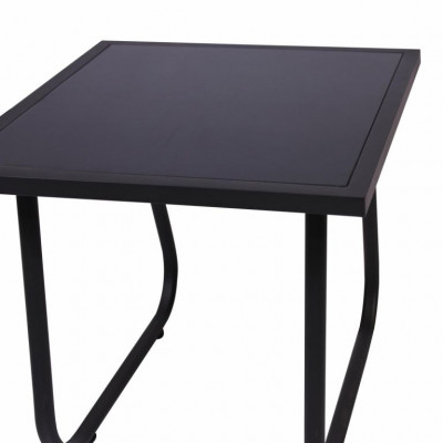 Záhradný relaxačný set stôl a 2 kreslá, oceľ, šedá