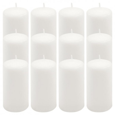 Sada stĺpových sviečok, 11,5 cm, Ø 6 cm, biela, 12 ks