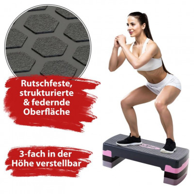 MAXXIVA fitness stepper, výškovo nastaviteľný, ružová