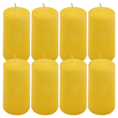 Sada stĺpových sviečok, 10 cm, Ø 5 cm, žltá, 8 ks