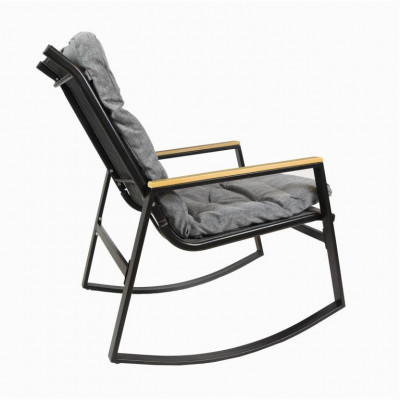 Hojdacie kreslo, oceľové, čalúnené vankúše, sivé, 2 ks