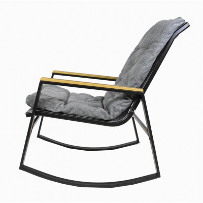 Hojdacie kreslo, oceľové, čalúnené vankúše, sivé, 2 ks