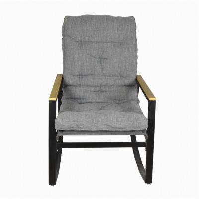 Hojdacie kreslo, oceľové, čalúnené vankúše, sivé, 2 ks