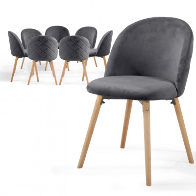 MIADOMODO sada jedálnych stoličiek zamatové, tm. šedá, 8 ks