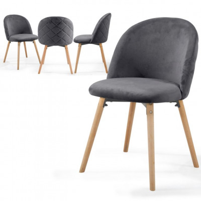 MIADOMODO sada jedálnych stoličiek zamatové, tm. šedá, 4 ks