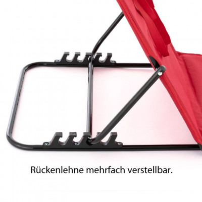 Nastaviteľná plážová podložka s operadlom, červená, 2 ks