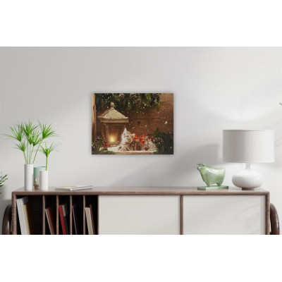Nástenná maľba LED Mačka pred lampášom, 30 x 40 cm Nástenná maľba LED Mačka pred lampášom, 30 x 40 cm