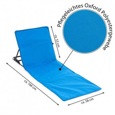 Nastaviteľná plážová podložka s operadlom, modrá, 2 ks