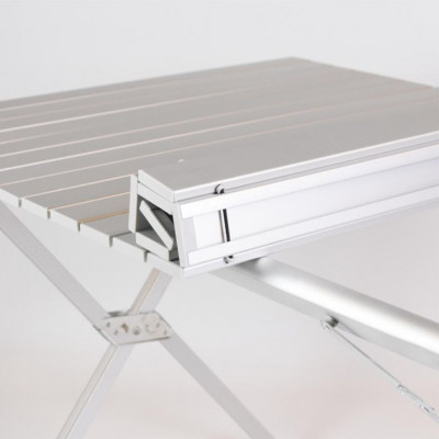 Kempingový stôl s taškou, hliník, sivý,108 x 71 x 72 cm