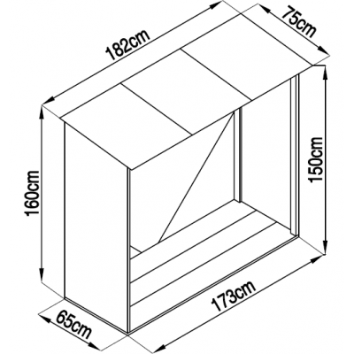 WC-A kovový drevník 182 x 75 x 160 cm