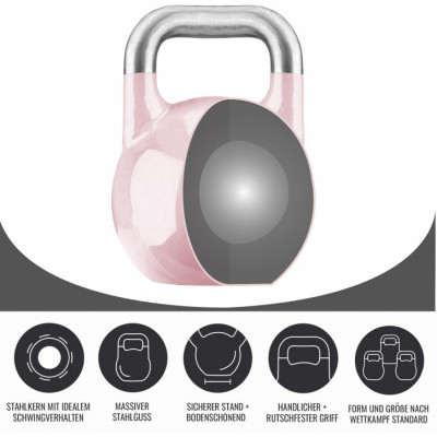 Gorilla Sports Súťažný kettlebell, ružový, 8 kg