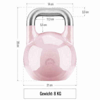 Gorilla Sports Súťažný kettlebell, ružový, 8 kg