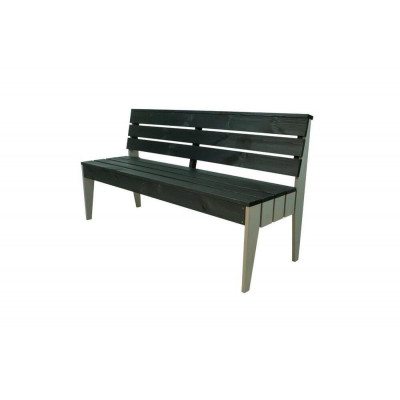 Drevená lavica POOL, 150 x 50 x 76 cm, čierna / sivá