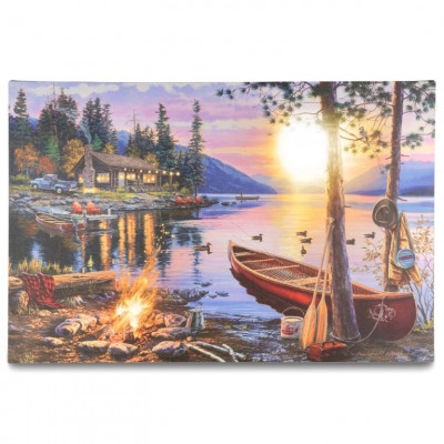 Nástenná maľba Západ slnka Kanada, 4 LED diódy, 40 x 60 cm Nástenná maľba Západ slnka Kanada, 4 LED diódy, 40 x 60 cm