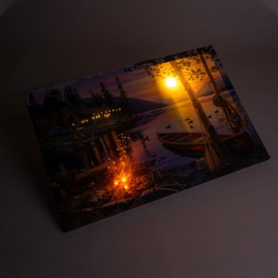Nástenná maľba Západ slnka Kanada, 4 LED diódy, 40 x 60 cm Nástenná maľba Západ slnka Kanada, 4 LED diódy, 40 x 60 cm