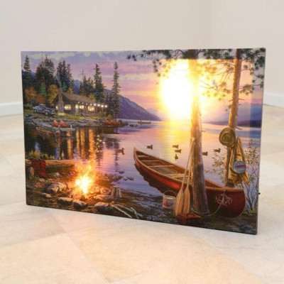 Nástenná maľba Západ slnka Kanada, 4 LED diódy, 40 x 60 cm Nástenná maľba Západ slnka Kanada, 4 LED diódy, 40 x 60 cm