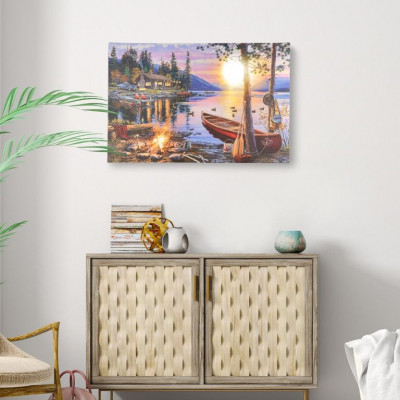 Nástenná maľba Západ slnka Kanada, 4 LED diódy, 40 x 60 cm Nástenná maľba Západ slnka Kanada, 4 LED diódy, 40 x 60 cm