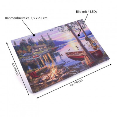 Nástenná maľba Západ slnka Kanada, 4 LED diódy, 40 x 60 cm Nástenná maľba Západ slnka Kanada, 4 LED diódy, 40 x 60 cm