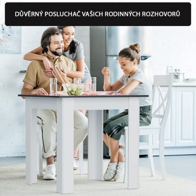 MIADOMODO jedálenský stôl pre 4 osoby, čierny, 80x80x76,5 cm