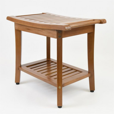 Stolička DIVERO s držiakom, masívny teak 47,2 x 33,5 x 56 cm