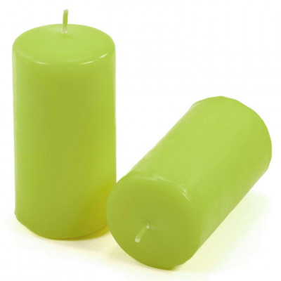 Sada stĺpikových sviečok, 10 cm, Ø 5 cm, svetlozelená, 8 ks