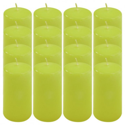 Sada stĺpikových sviečok, 10 cm, Ø 5 cm, svetlozelená, 16 ks