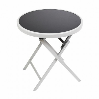 Záhradný bistro stolík, skladací, Ø 45 cm, čierna tónovaná Záhradný bistro stolík, skladací, Ø 45 cm, čierna tónovaná