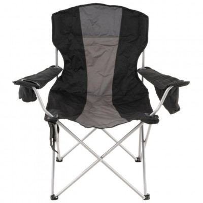 Skladacia kempingová stolička XL s chladiacou taškou, čierna