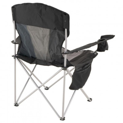 Skladacia kempingová stolička XL s chladiacou taškou, čierna