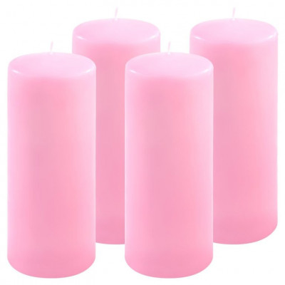 Sada stĺpových sviečok, 25 cm, Ø10 cm, ružová, 4 ks