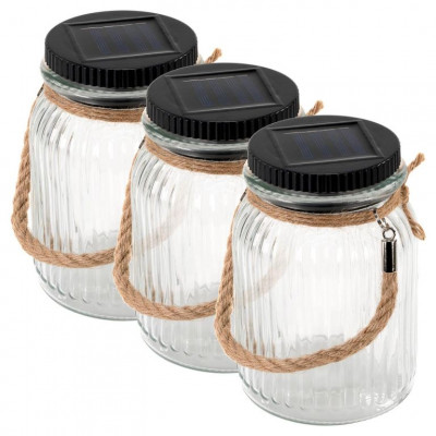 Sada solárnych svetiel, 3 LED, plastové, teplá biela, 3 ks
