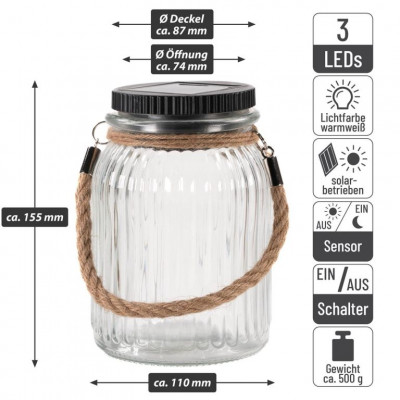 Sada solárnych svetiel, 3 LED, plastové, teplá biela, 3 ks