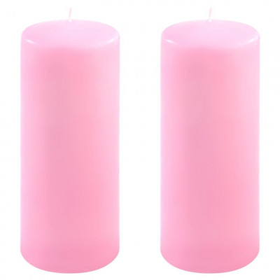 Sada stĺpových sviečok, 25 cm, Ø10 cm, ružová, 2 ks