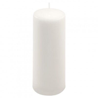 Sada stĺpových sviečok, 20 cm, Ø 7,5 cm, biela, 4 ks