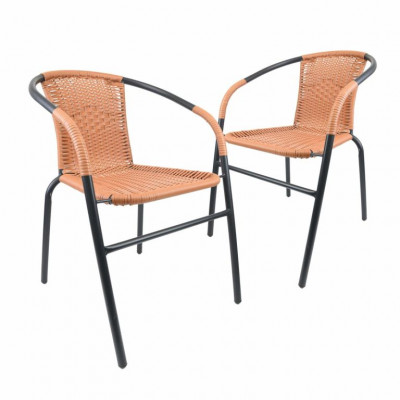 Sada záhradných stoličiek, stohovateľná, sivá/prírodná, 2 ks