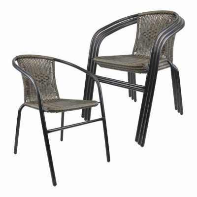 Sada záhradných stoličiek, stohovateľná, tmavosivá, 4 ks