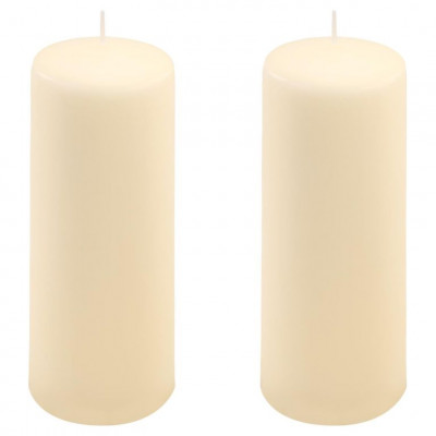 Sada stĺpových sviečok, 20 cm, Ø 7,5 cm, krémová, 2 ks