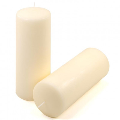 Sada stĺpových sviečok, 20 cm, Ø 7,5 cm, krémová, 2 ks